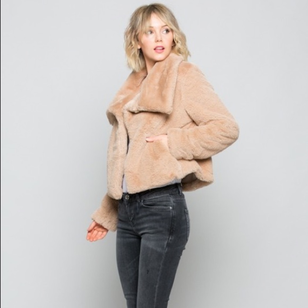 🆕Vanessa Camel Beige Faux Fur Jacket Coat - Picture 4 of 7