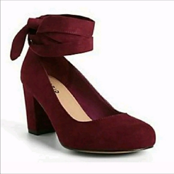 torrid Shoes - Burgundy Torrid Suede Tie up Round toe Heels