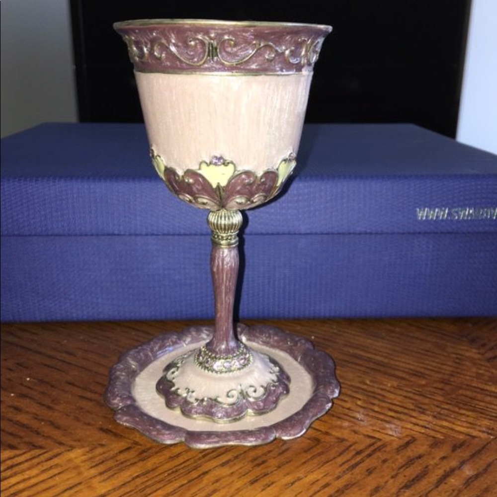 Purple Enamel Kiddish Cup with Swarovski Crystals