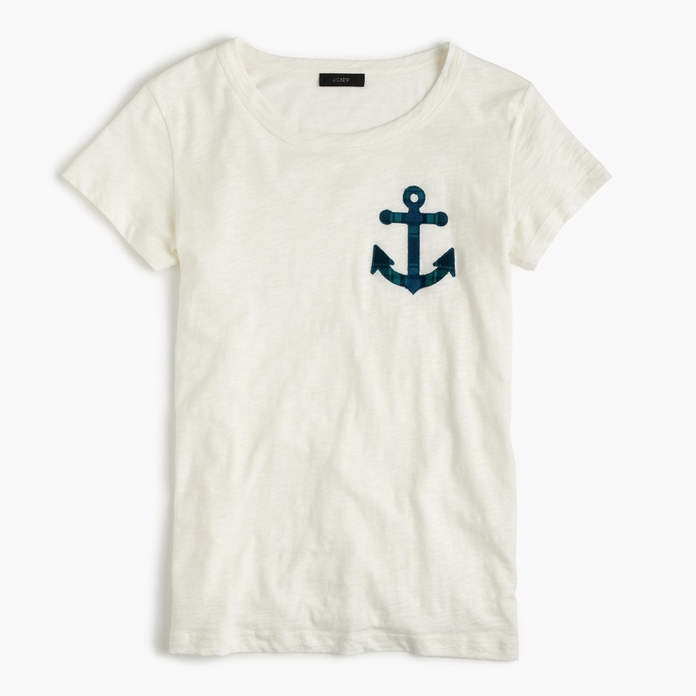 J. Crew Black Watch plaid anchor T-shirt