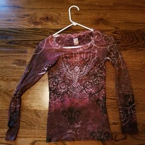 Guess burnout long sleeve rhinestone bling S