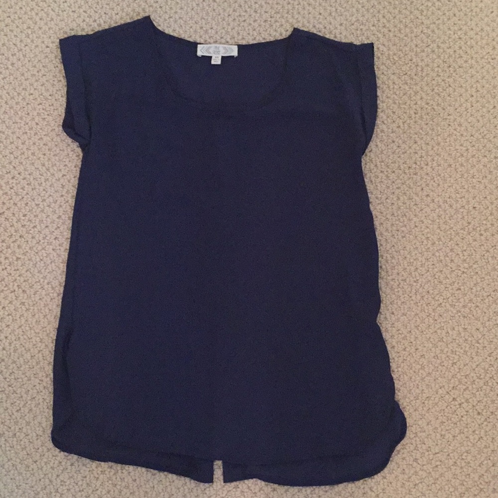 Navy cap sleeve blouse