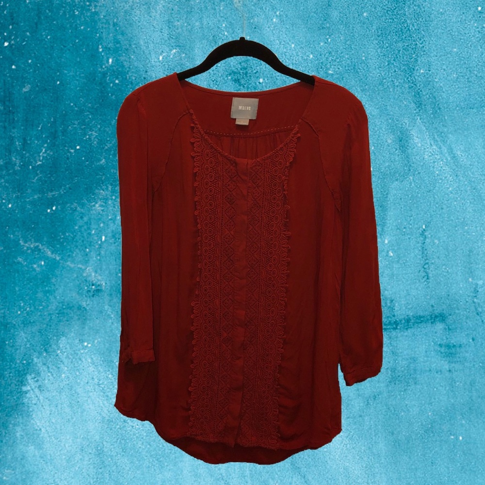 ANTHROPOLOGIE MAEVE Rust Orange Button Down Blouse