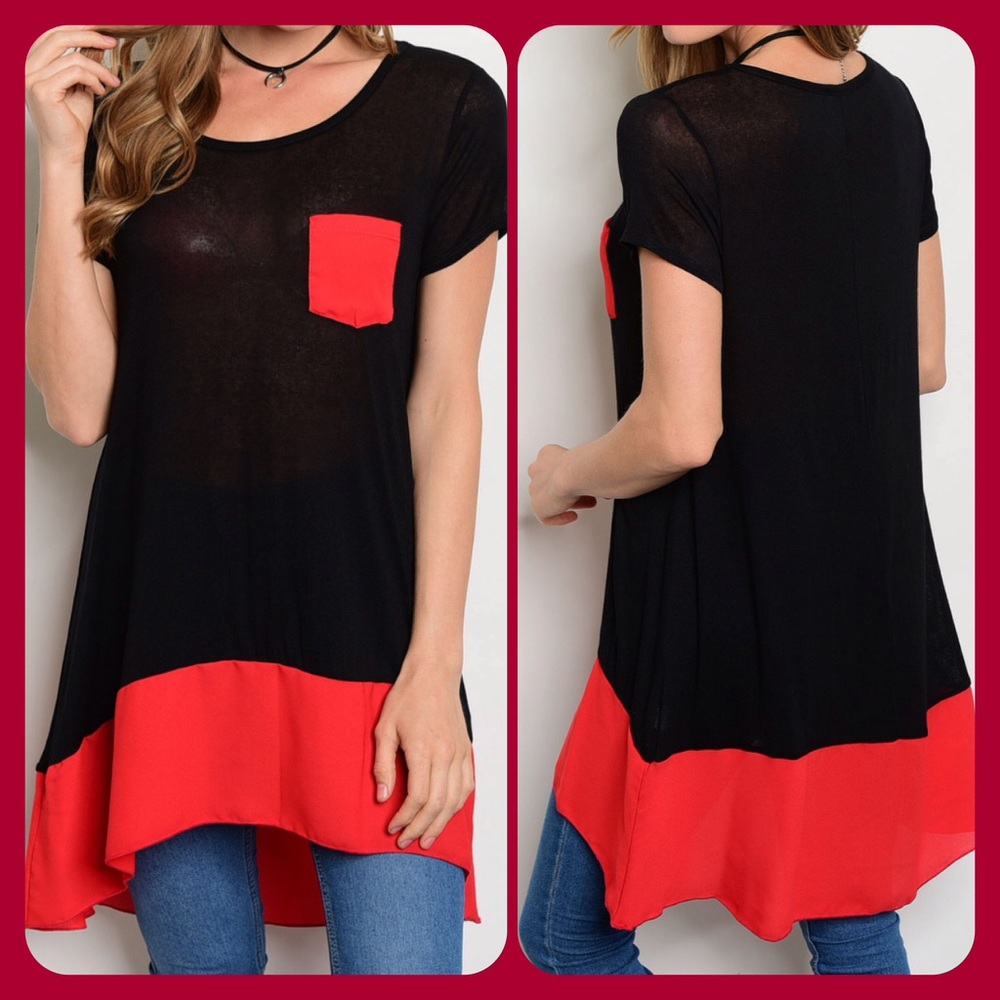 JUST IN Black Red Top(MADE USA)