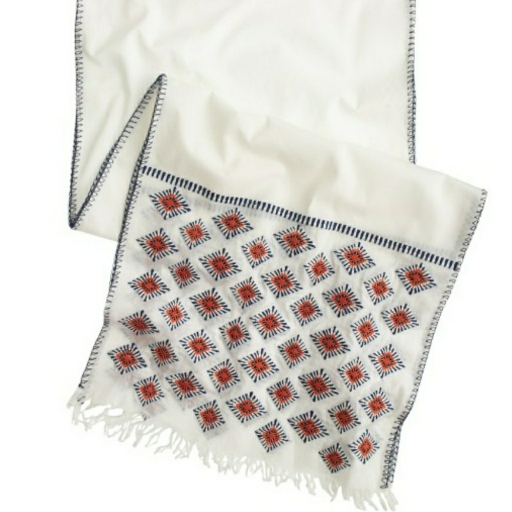 J. Crew Embroidered Sunburst Scarf NWT