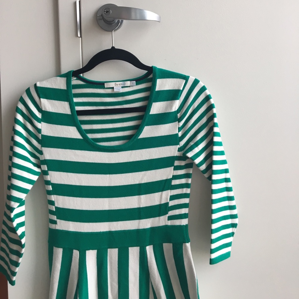 🇬🇧Boden Julia Knit Dress in Ivory + Meadow Green
