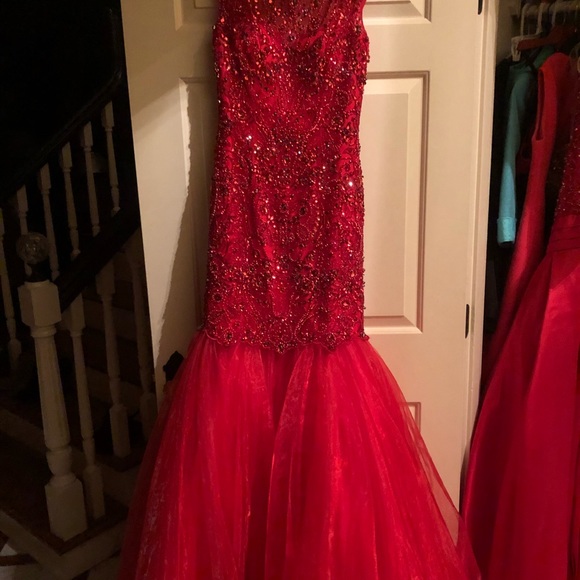 Red Sherri Hill pageant/prom gown size 2 - Picture 2 of 5