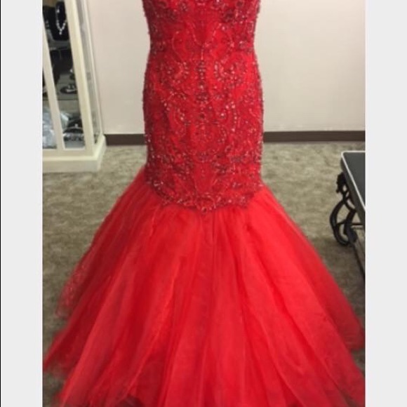 Red Sherri Hill pageant/prom gown size 2 - Picture 3 of 5