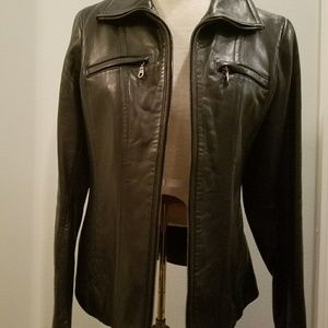 DKNY Black Leather Jacket, Women's Size M