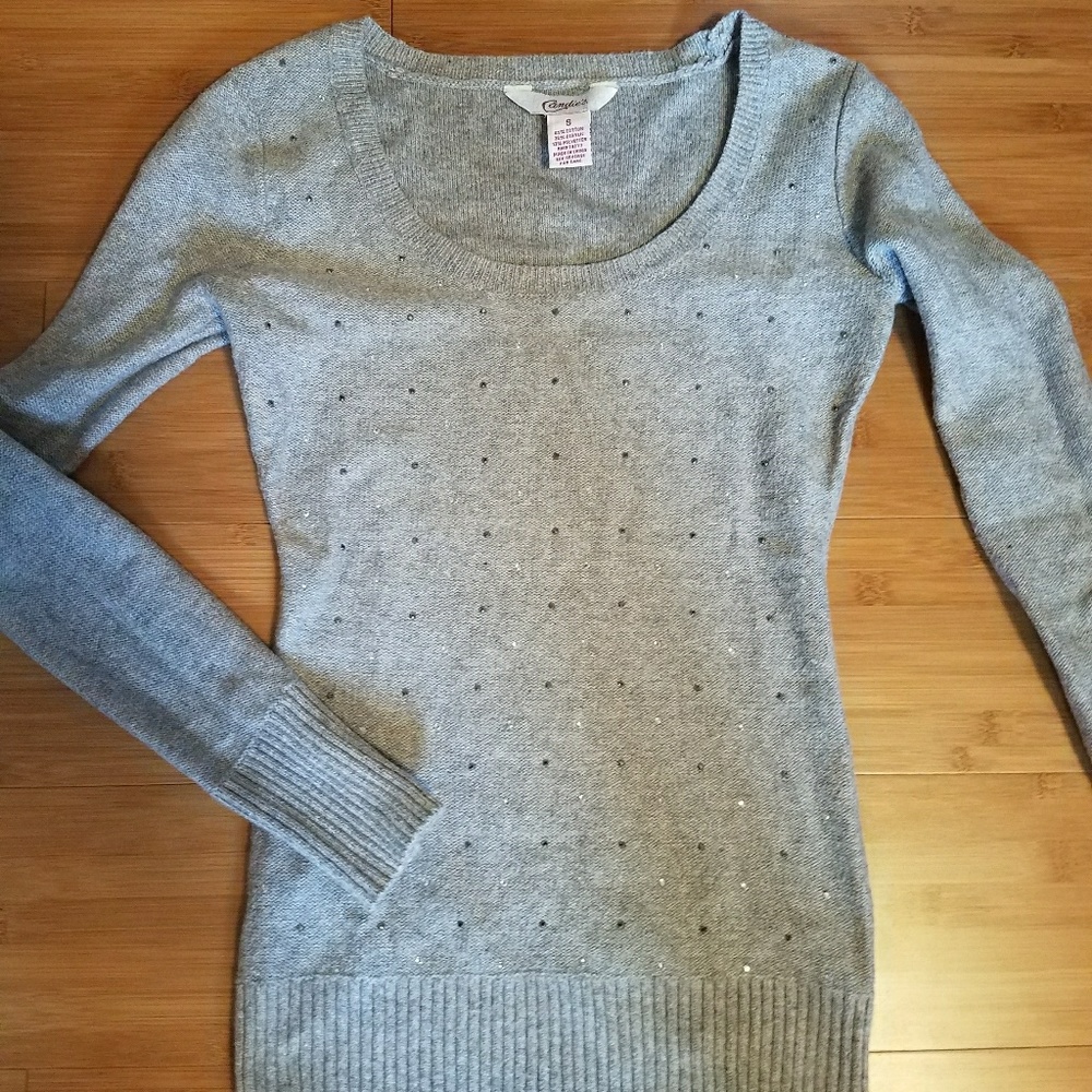 Candies gray rhinestone sweater