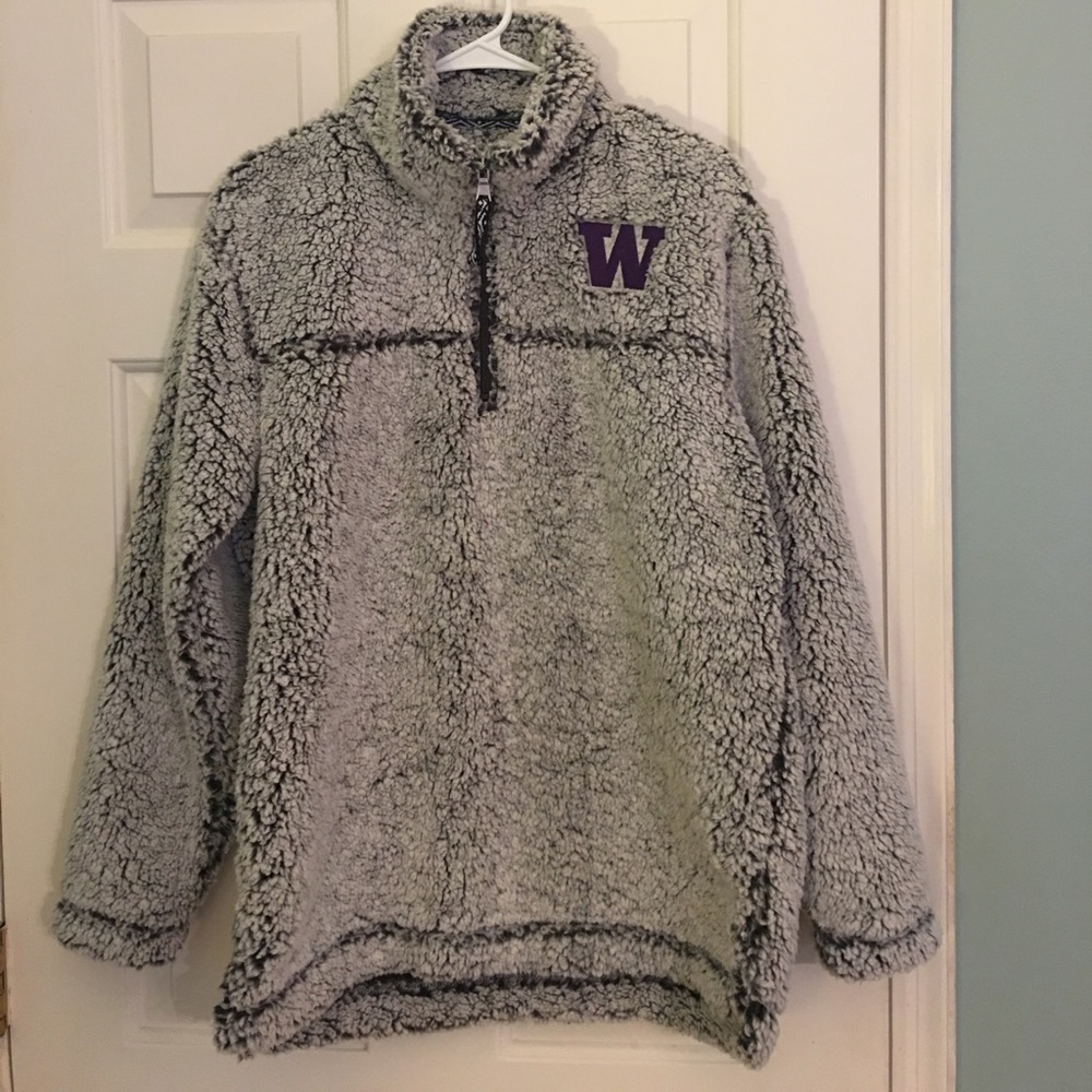 NWT Washington Huskies Smoky Grey Sherpa Pullover