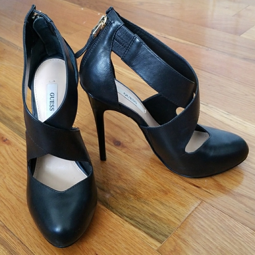 Guess Black Ramba Criss Cross Pumps (Bootie)