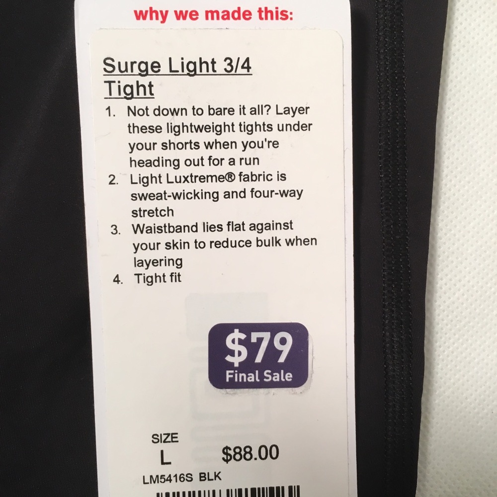 Lululemon surge tight! Reflective detail large
