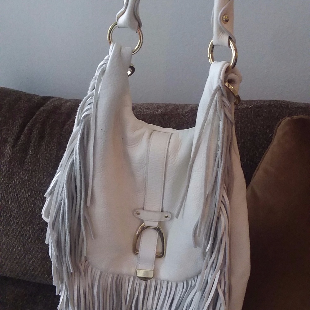 Convertible Leather Backpack with Fringe