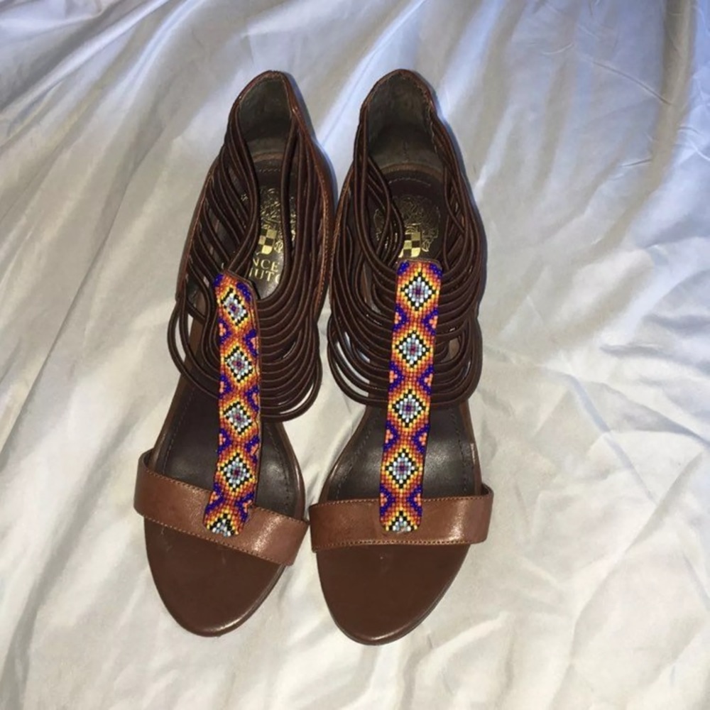 Vince Camuto Brown Beaded High Heel
