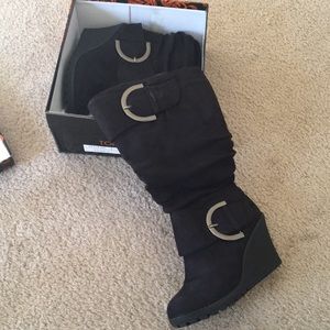Wedge Knee Boots