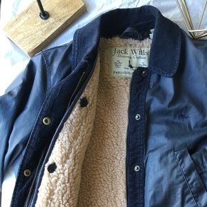 Jack Wills Navy Kendale Wax Jacket w/ vest insert