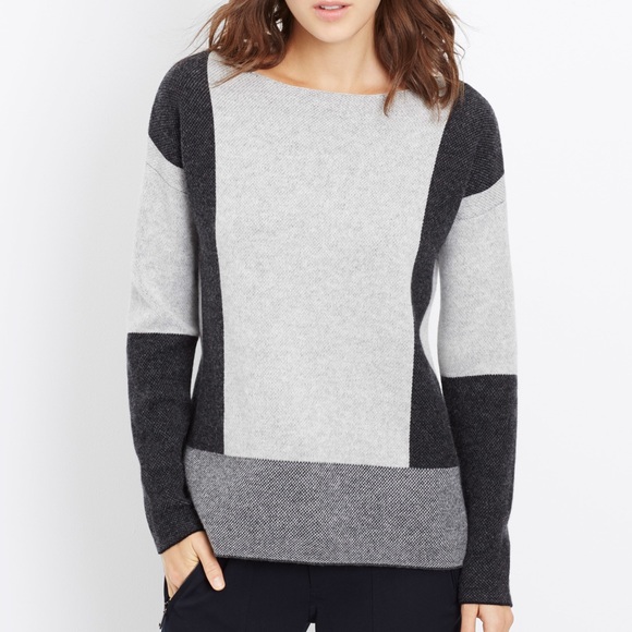 Vince Sweaters - VINCE Wool Cashmere Intarsia Colorblock Sweater