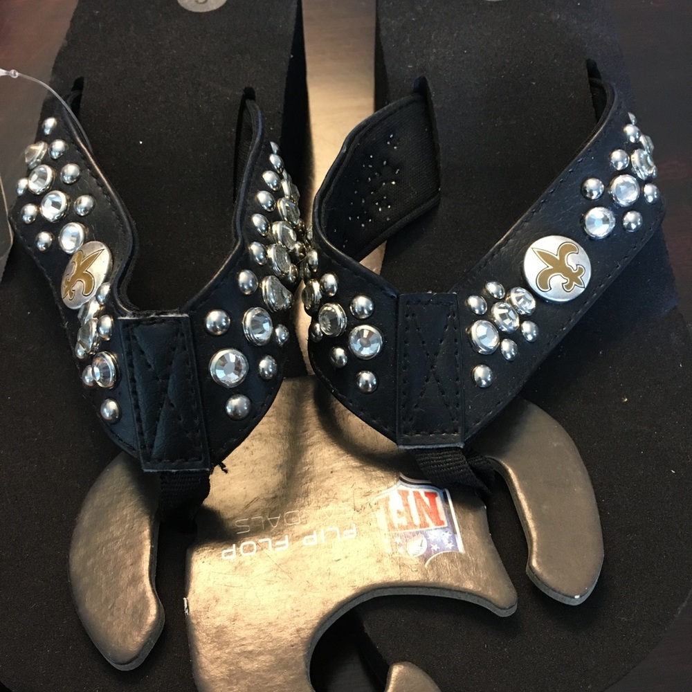 New Orleans Saints wedge flip flops 6
