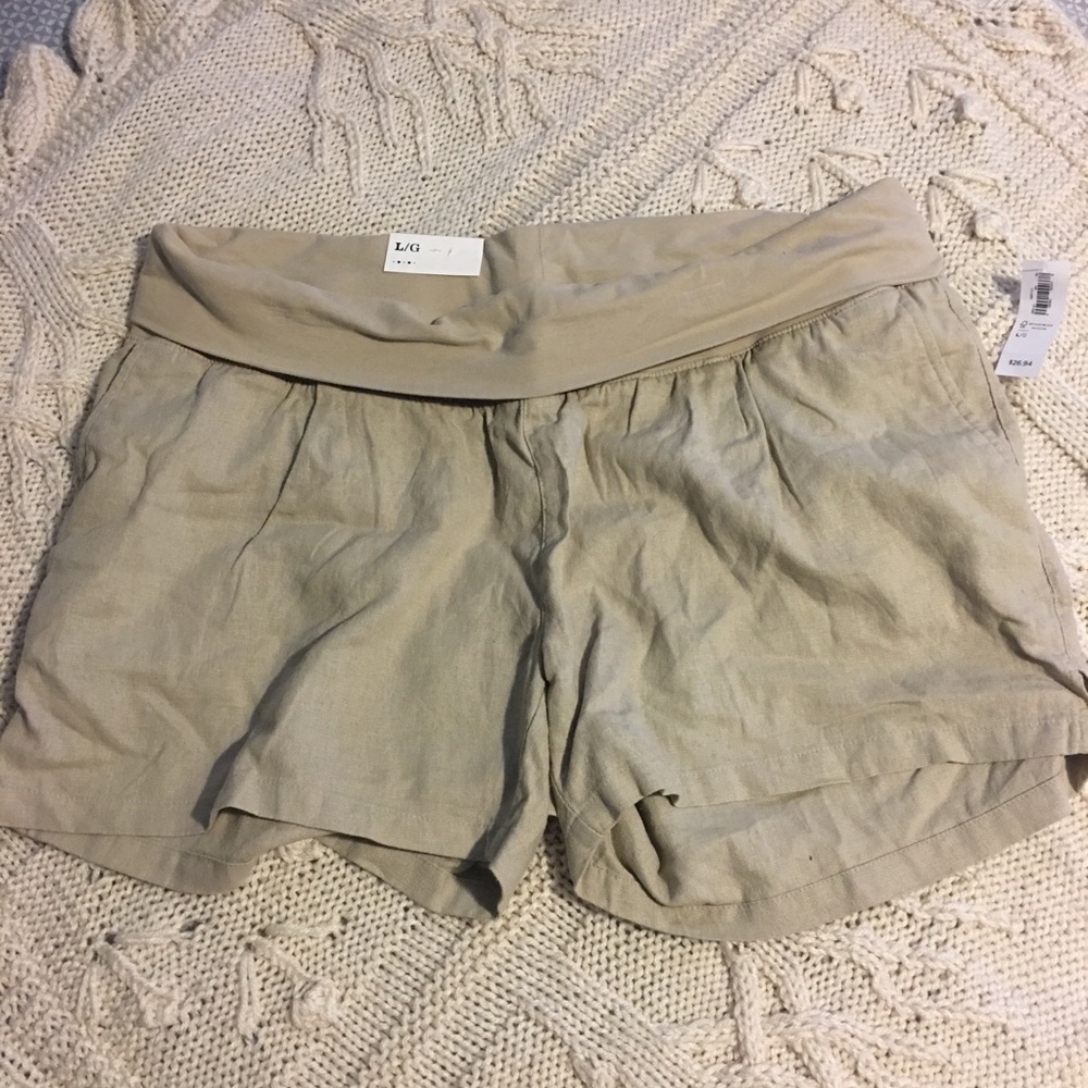 Old Navy Maternity Tan Linen Shorts Size Large