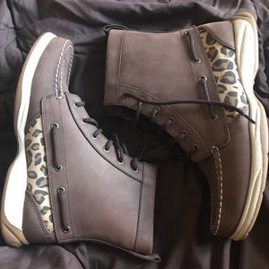 New Sperry Top Sider W Langley Brown/Leopard Boot