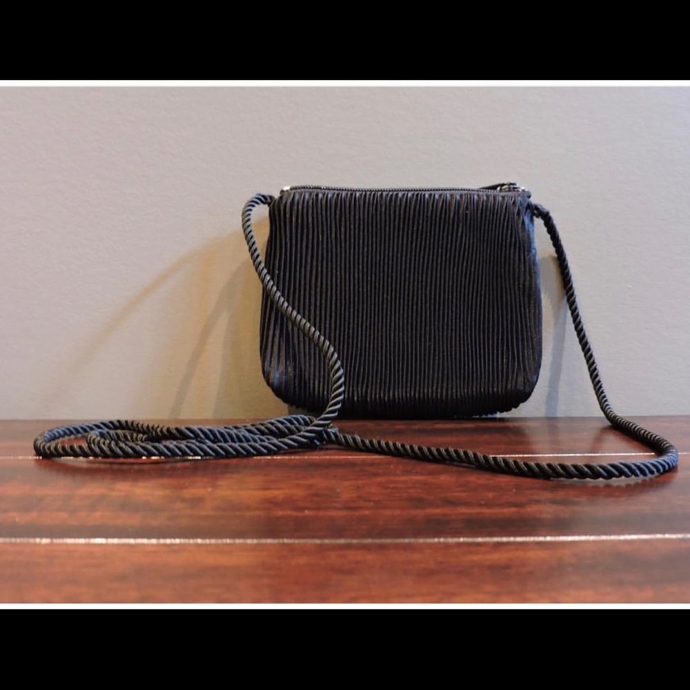 Black Crossbody Silk Purse with Medium Strap