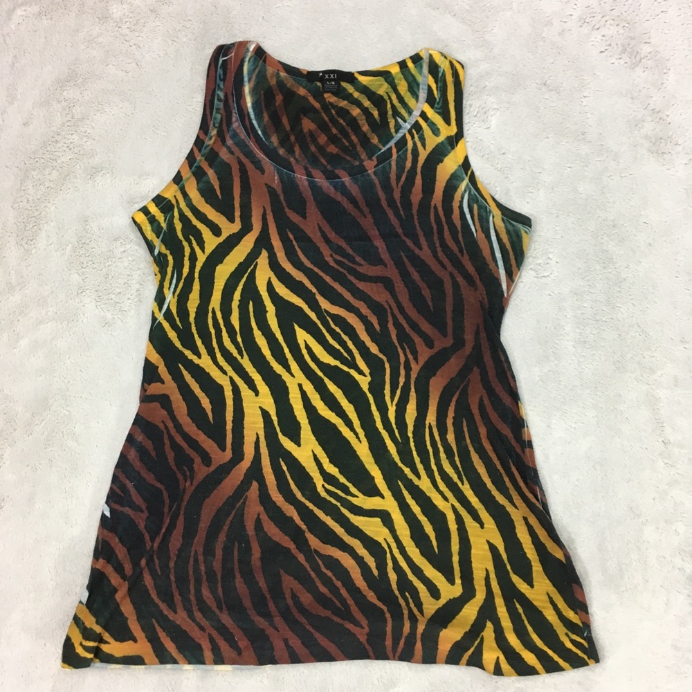 Bright Zebra print tank top by Forever 21 Size Lg - Picture 3 of 8