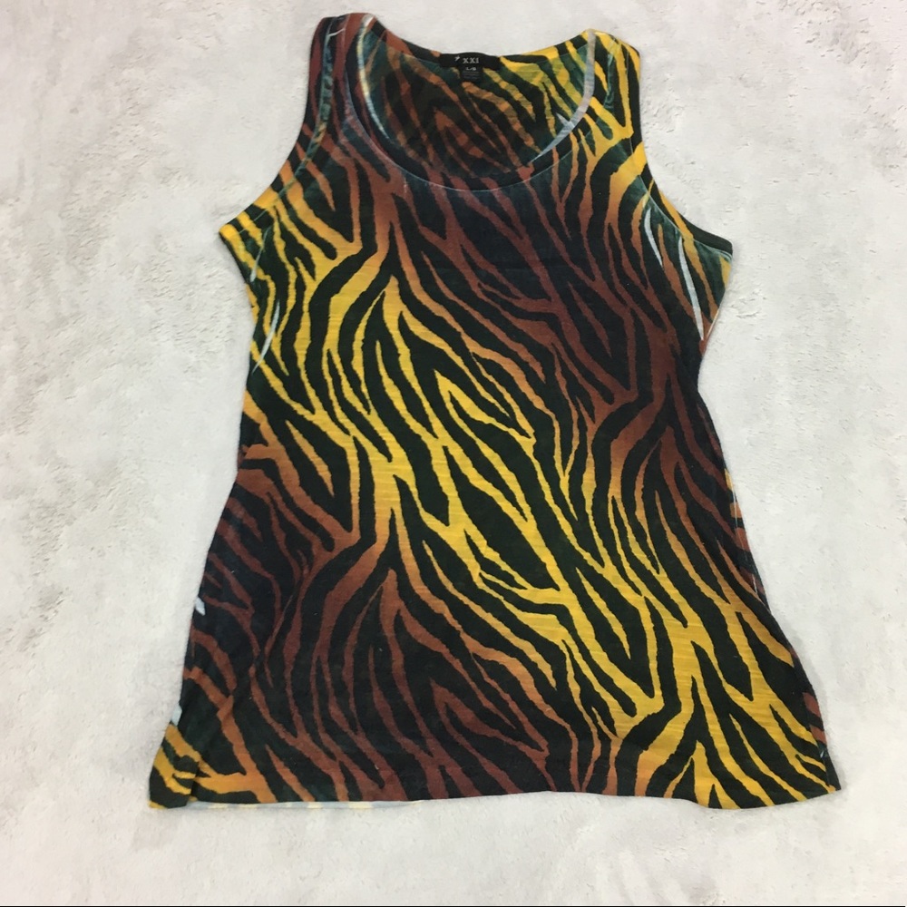 Bright Zebra print tank top by Forever 21 Size Lg - Picture 2 of 8