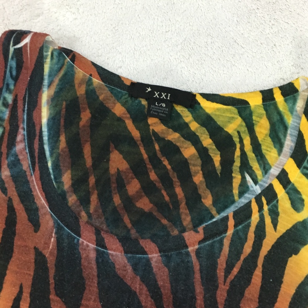 Bright Zebra print tank top by Forever 21 Size Lg - Picture 5 of 8