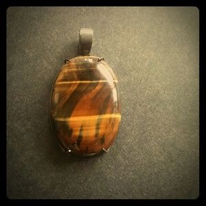 HUGE TIGER'S EYE PENDANT