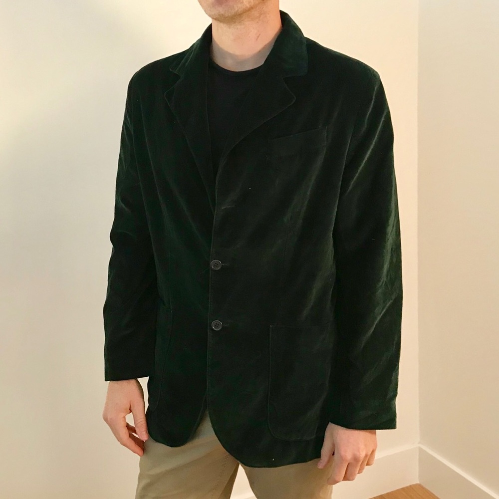 Green velvet blazer