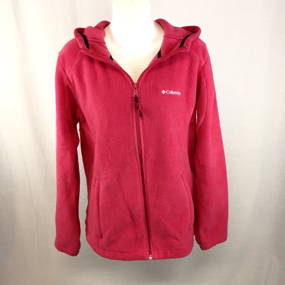 Columbia Pink Hooded Fleece Zip-Up Jacket