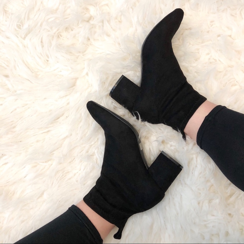Black Suede Sock Booties (LAST PAIR SIZE 8.5) - Picture 3 of 6