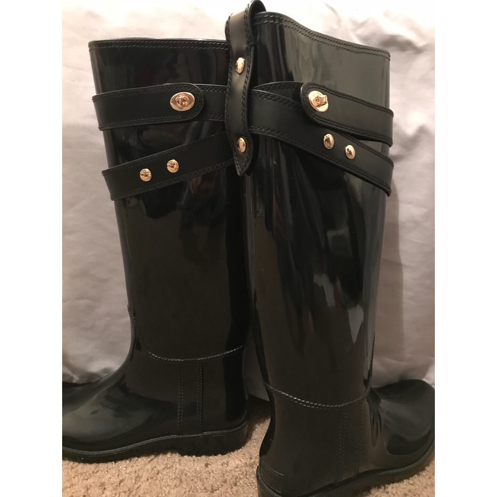 Black Authentic Coach Rain Boots