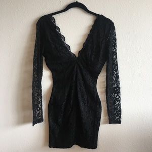 Black Lace Bodycon Long Sleeve Lace Dress