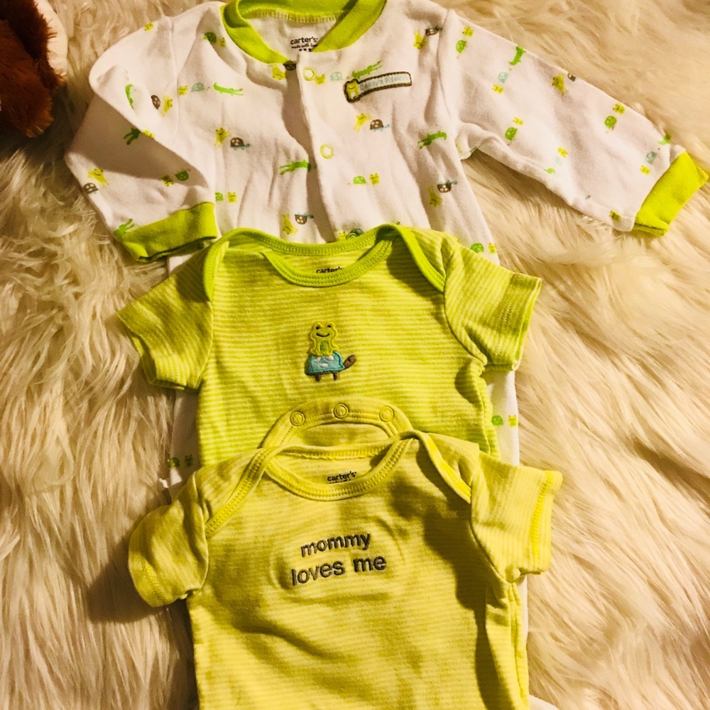 3pc FROGS! Sleeper & 2 Onesies 6mo
