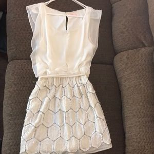 Cream sequenced and chiffon dress