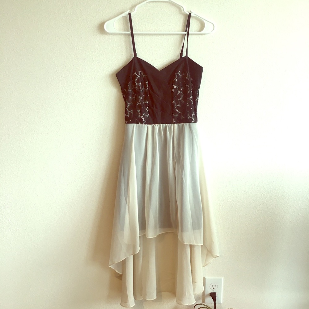 High Low Black and White Dress