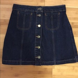 Topshop Moto Button Through Denim Mini Skirt