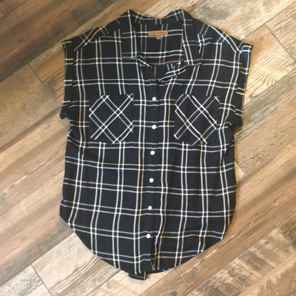 Plaid black and white shirt