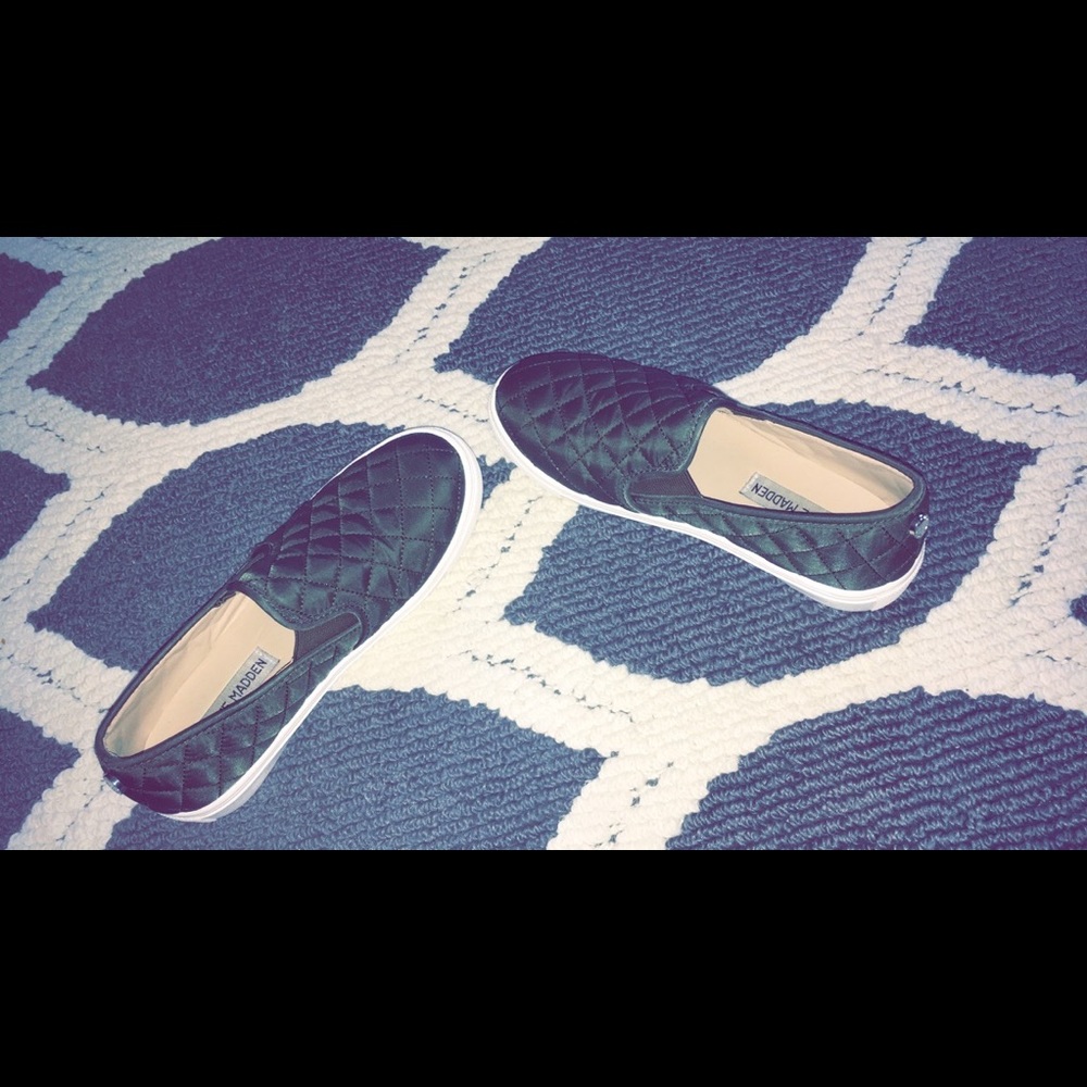 Olive Green Steve Madden slide on sneakers