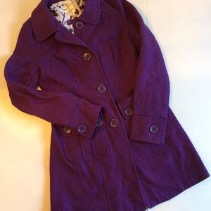 Anthropologie plum wool blend coat