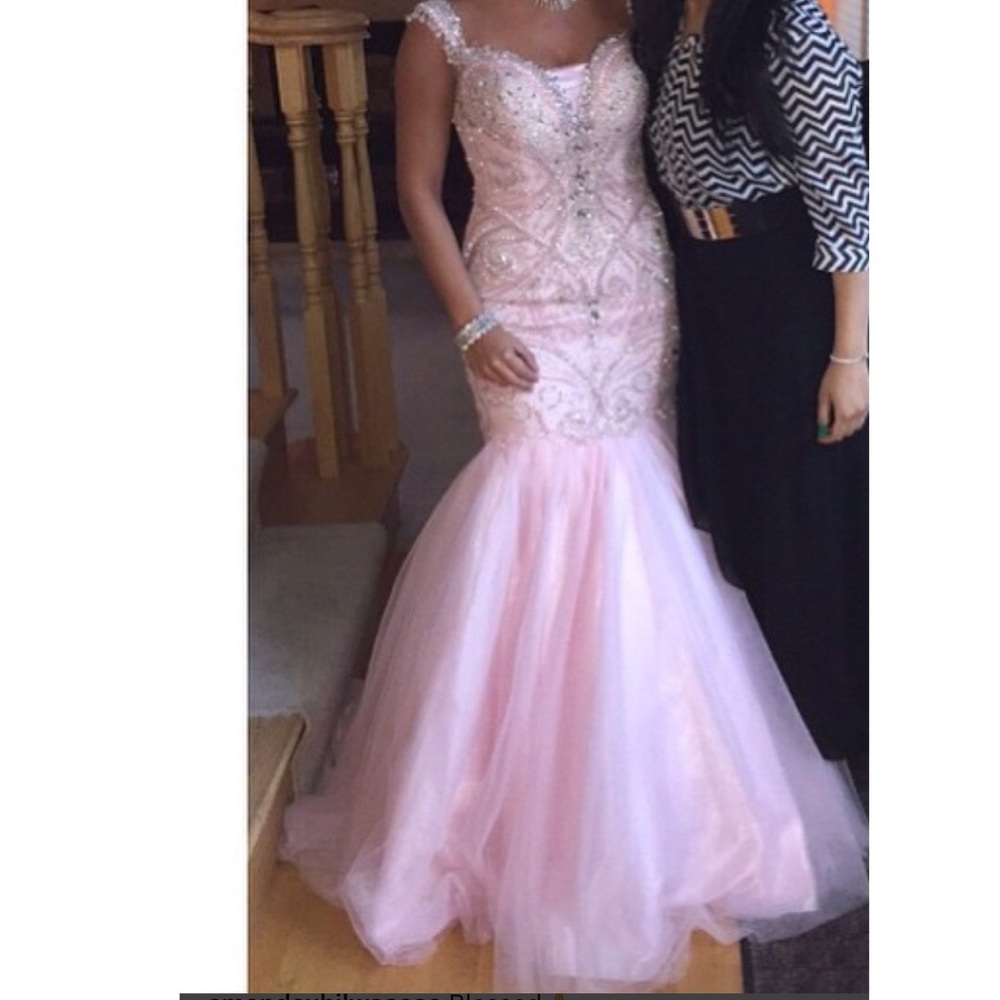 Pink beaded mermaid gown