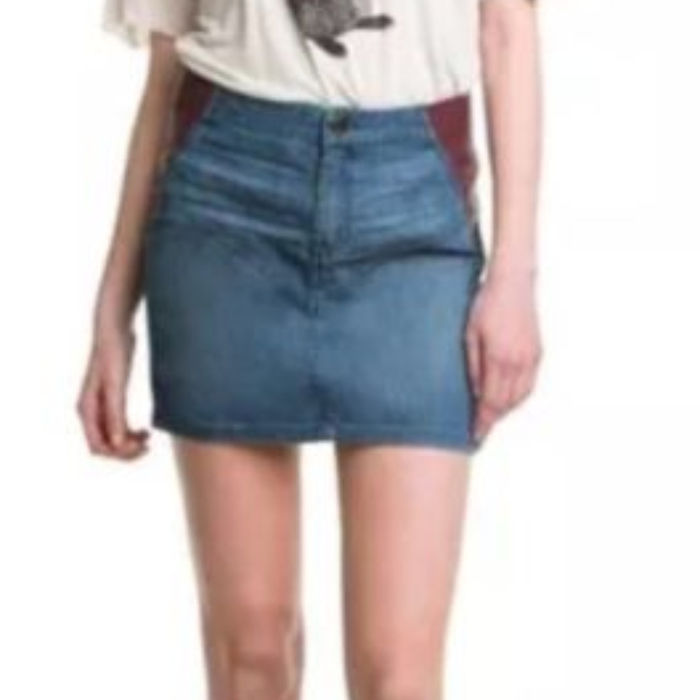 BCBG Aegean Blue faux leather denim skirt - Picture 1 of 8