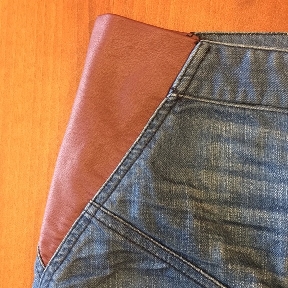 BCBG Aegean Blue faux leather denim skirt - Picture 4 of 8