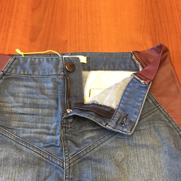 BCBG Aegean Blue faux leather denim skirt - Picture 6 of 8