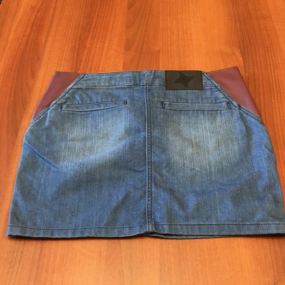 BCBG Aegean Blue faux leather denim skirt - Picture 7 of 8