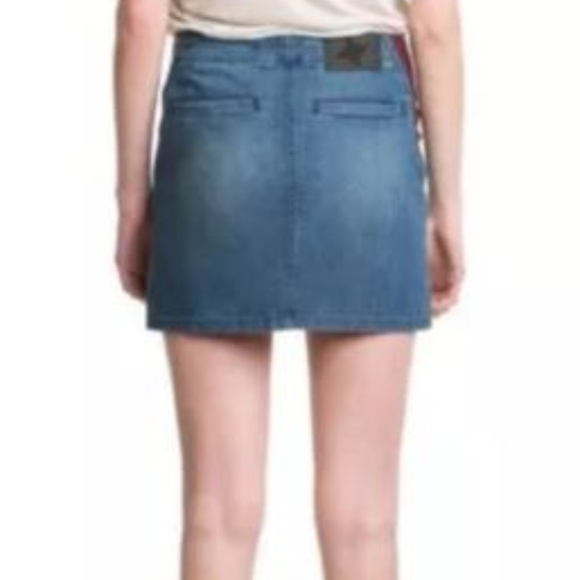 BCBG Aegean Blue faux leather denim skirt - Picture 2 of 8