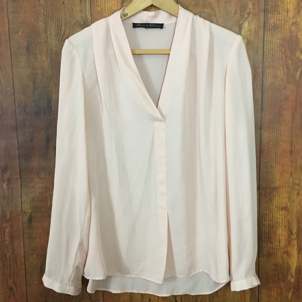 Rose & Olive Sheer Pale Pink Long Sleeve Blouse