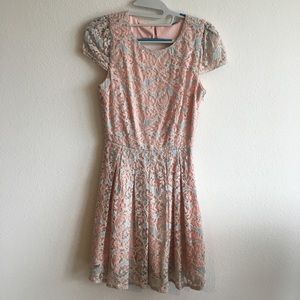 Francesca’s Lace Blush and Light Blue Dress